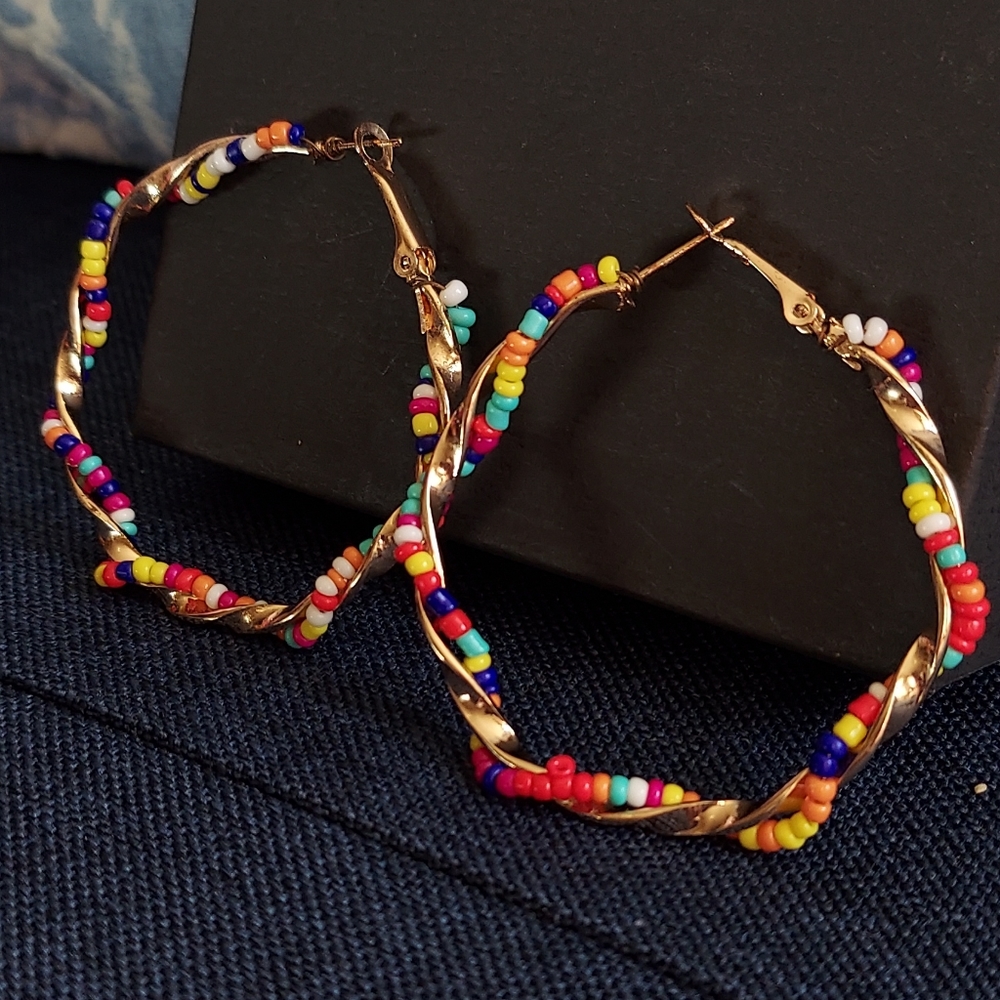 BEADED HOOP EARRINGS